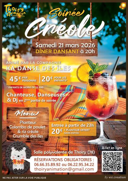 Soirée Créole à Thoiry (78), le 21 mars 2026