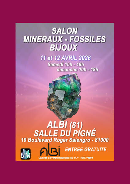 Salon minéraux, fossiles, bijoux de créateur.