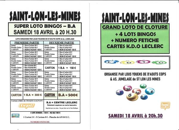 SUPER LOTO BINGOS AVEC FETICHE DE CLOTURE