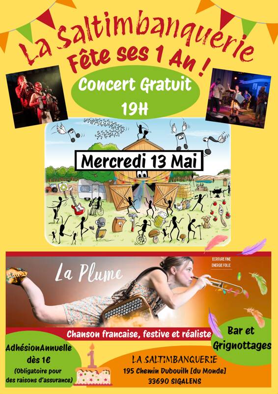 Concert Gratuit 1 an de La Saltimbanquerie