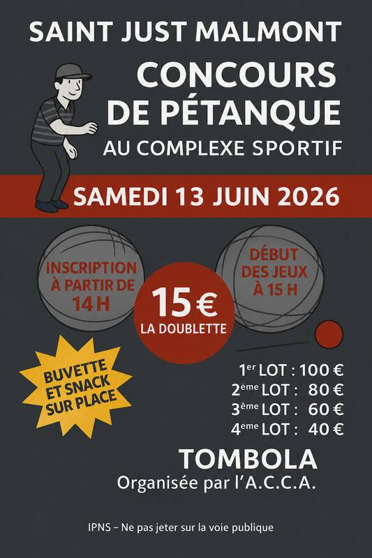 Concours de pétanque ACCA de Saint-Just Malmont
