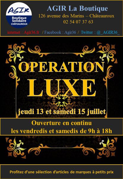 opération LUXE (Boutique Solidaire AGIR)