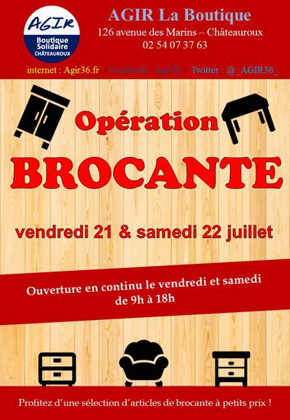 opération BROCANTE (Boutique Solidaire AGIR)