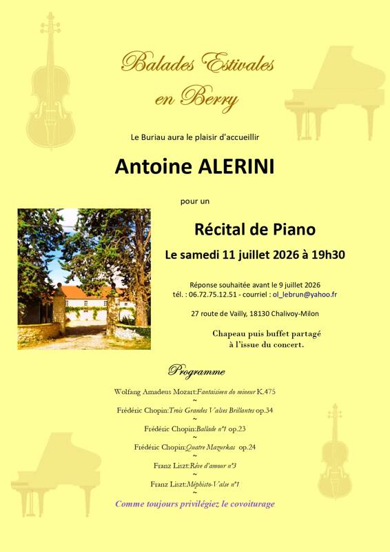 Récital de Piano à Chalivoy-Milon