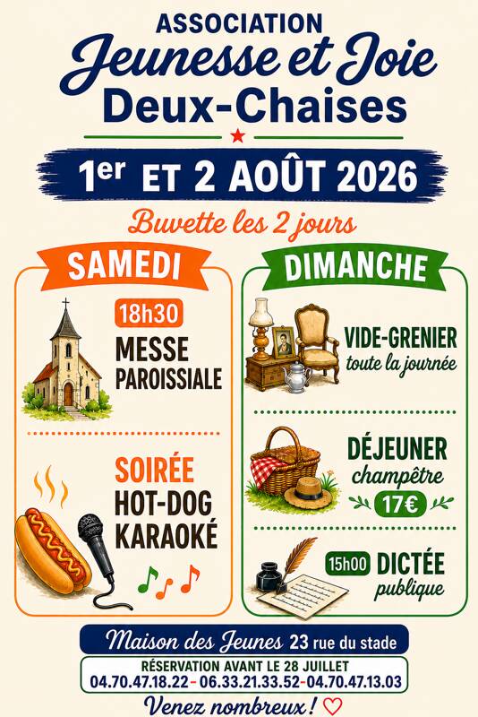 Karaoké , Vide-grenier, dictée publique et repas