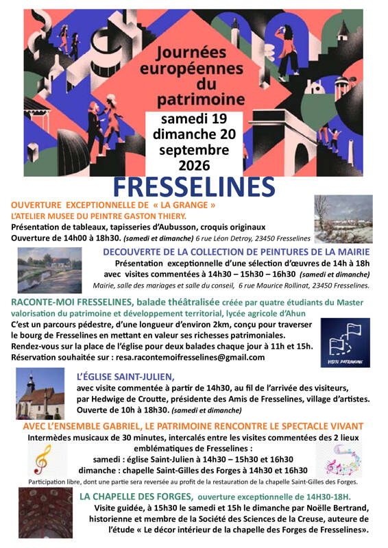 Journées du patrimoine 2026 - Fresselines fête son patrimoine