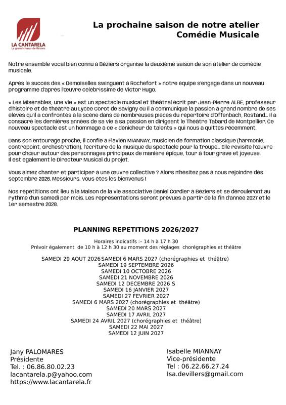 LA CANTARELA RECRUTE ADHERENTS CHANTEURS/ACTEURS POUR