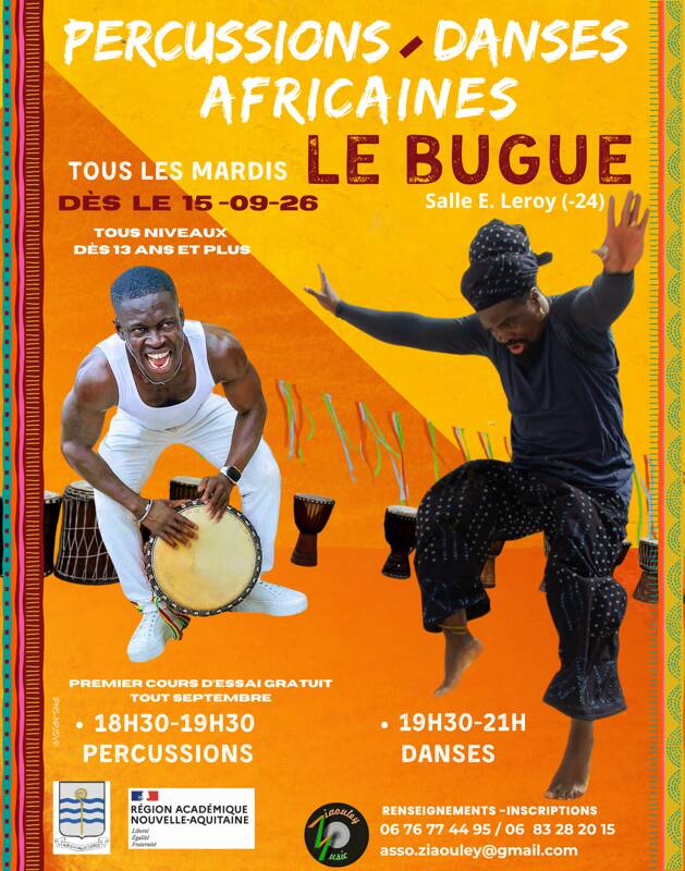 Cours Hebdo Percussions et Danses Africaines