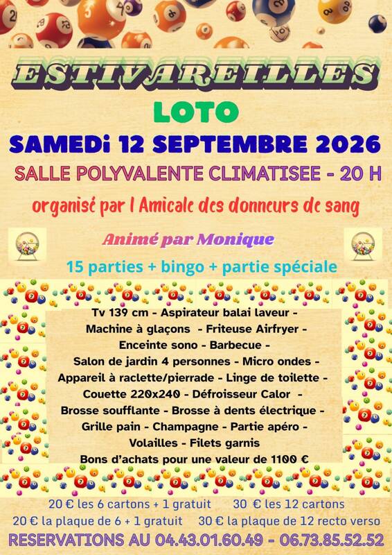 Loto Amicale des donneurs de sang Estivareilles