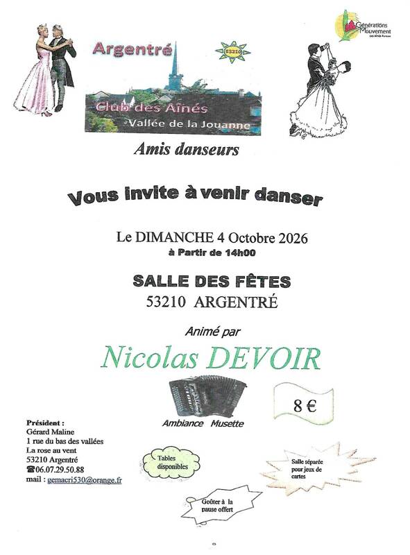 Après midi dansant animé par NICILAS DEVOIR