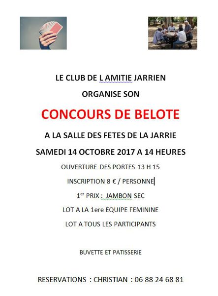 CONCOURS DE BELOTE - CLUB DE L'AMITIE JARRIEN