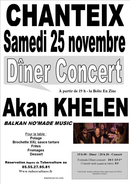 diner concert avec AKAN KHELEN