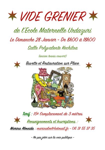 VIDE GRENIER DE L ECOLE MATERNELLE URDAZURI