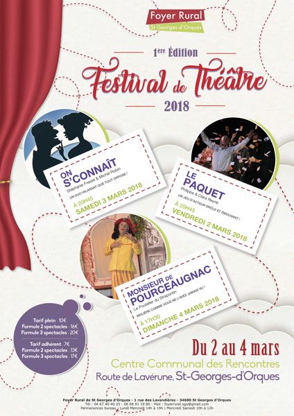 Plaquette Festival de Théâtre du 2 au 4 mars 2018 - Foyer Rural - St-Georges-d'Orques