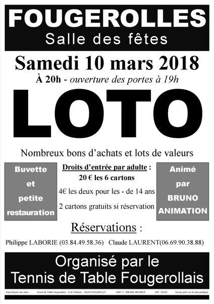 LOTO du Tennis de Table Fougerollais