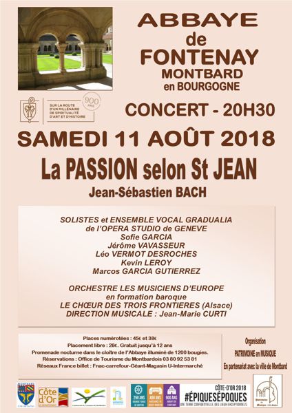 Concert : La Passion selon St Jean de Bach à l'Abbaye de Fontenay