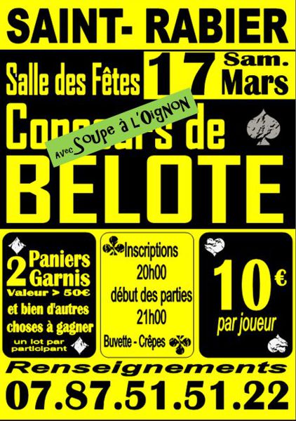 Concours de Belote à Saint Rabier (Dordogne)