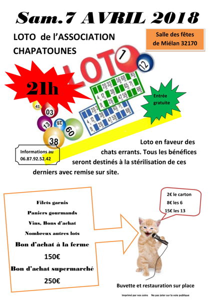 Loto de l'association Chapatounes