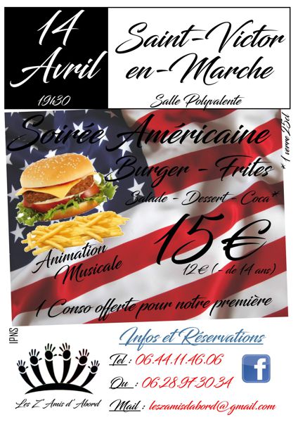 Soirée Americaine - Saint-Victor-en-Marche (23000) - Repas