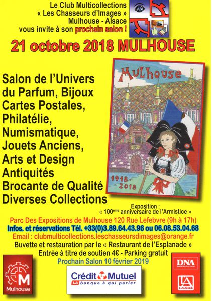 Salon de l'Univers du Parfum Carte Postale Timbre Monnaie Jouets Anciens Antiquités Brocante et Diverses Collections