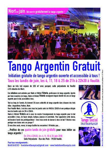 initiation tango argentin gratuit en juin près de Niort