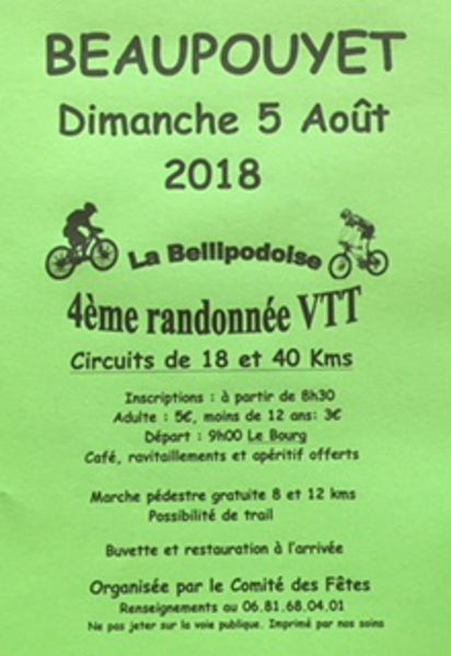 Randonnée VTT La Béllipodoise 4ème édition