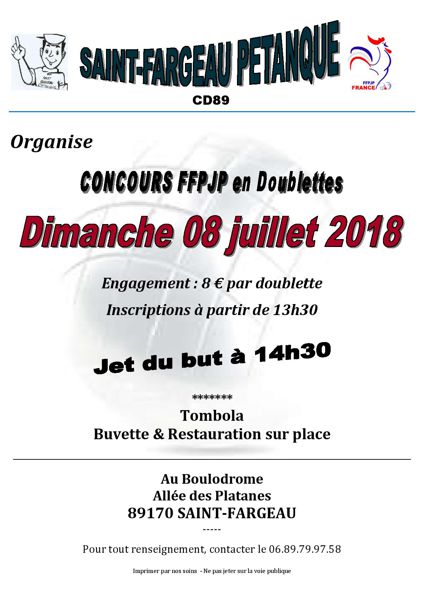 Concours de pétanque officiel en doublettes