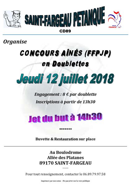 Concours de pétanque officiel Aînés en doublettes