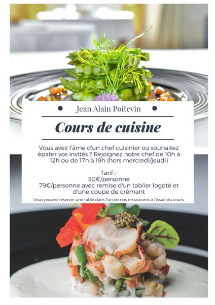 Cours de cuisine - Hôtel Golf Château de Chailly