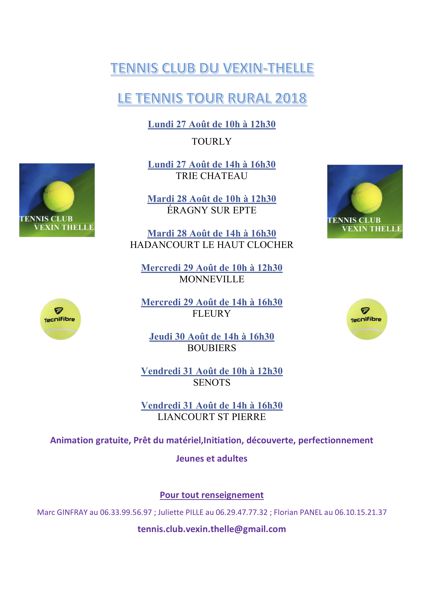 TENNIS TOUR RURAL DU Tennis Club du Vexin Thelle