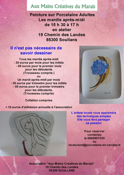 Atelier en peinture sur porcelaine pour adultes