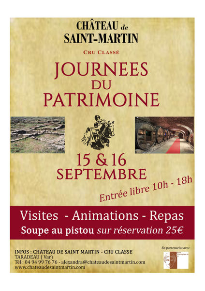 Le Château de Saint-Martin dévoile son Histoire – Samedi 15 et dimanche 16 Septembre 2018 de 10H à 18H