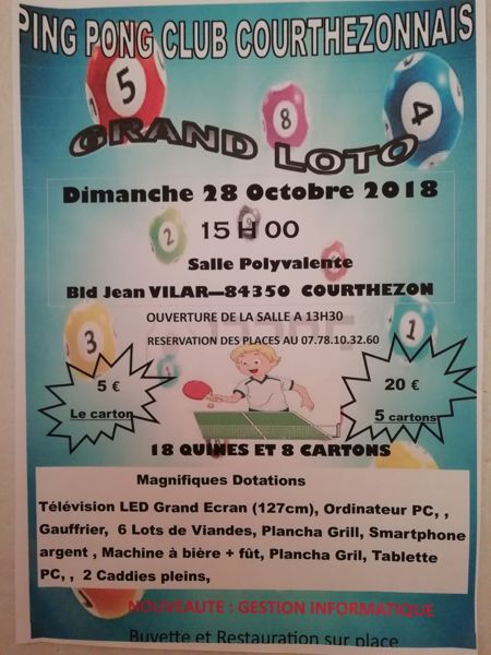 GRAND LOTO DU Ping Pong Club Courthezonnais