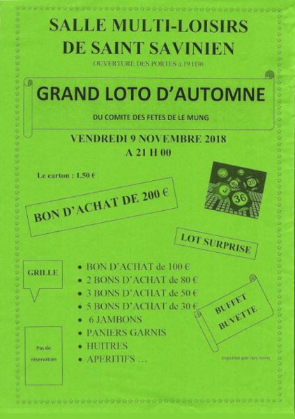 GRAND LOTO D'AUTOMNE