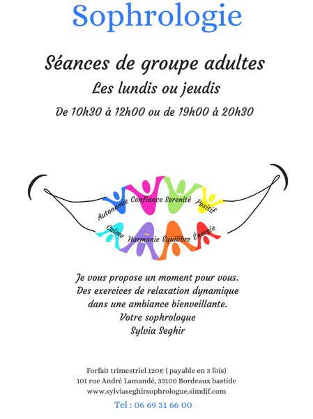 Séances de sophrologie pour groupe adultes