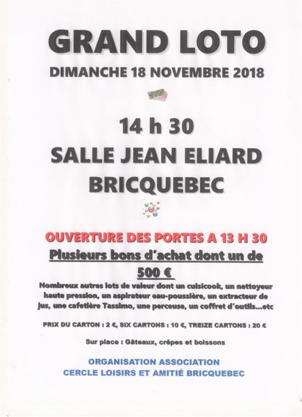 Grand Loto le 18 novembre 2018
