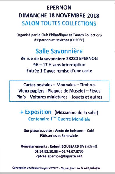 Salon toutes collections -Epernon - Dimanche 18 novembre 2018