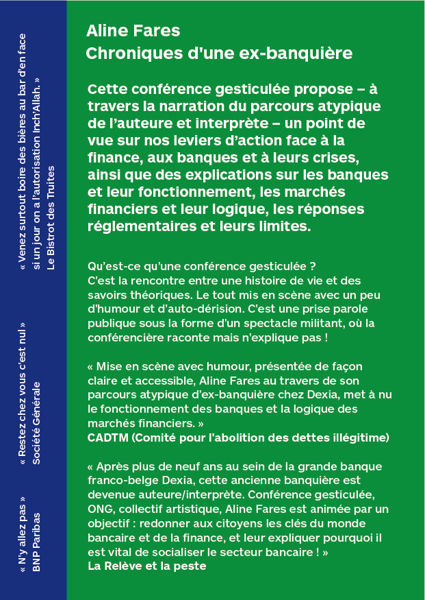 Conférence gesticulée à Éauze : chroniques d'une ex-banquière