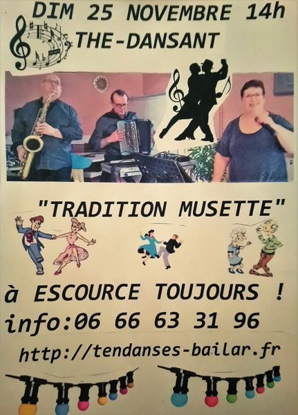 BAL avec Tradition Musette, Escource, DIM 25 NOV, 8€