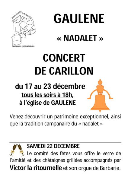 NADALET va résonner au carillon de GAULENE (81340)
