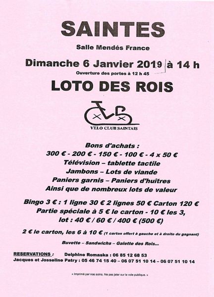 Loto des Rois du Vélo Club Saintais 