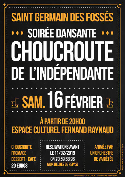 Soirée choucroute dansante - 16/02/2019