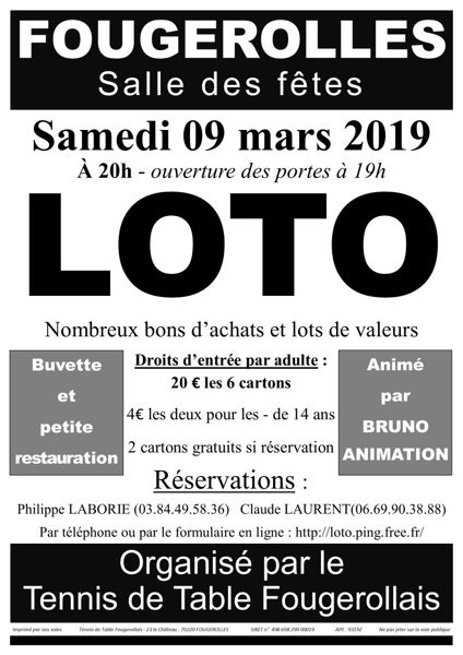 LOTO du Tennis de Table Fougerollais