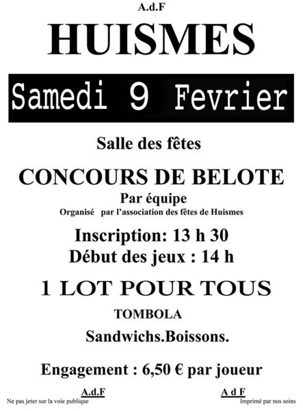 concours de belote par équipe - Huismes (37420) - Jeux de cartes