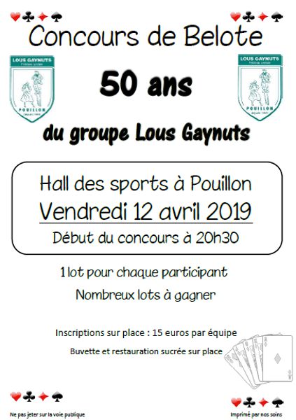 Concours de Belote - 50 ans des Gaynuts