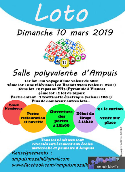 Loto à ampuis 10/03/2019