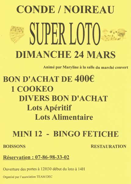 Loto le 24 mars Condé sur Noireau