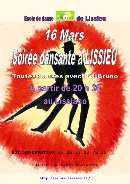 Soirée dansante à Lissieu le 16 mars