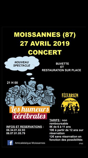 Concert LES HUMEURS CEREBRALES et les FEELARSEN