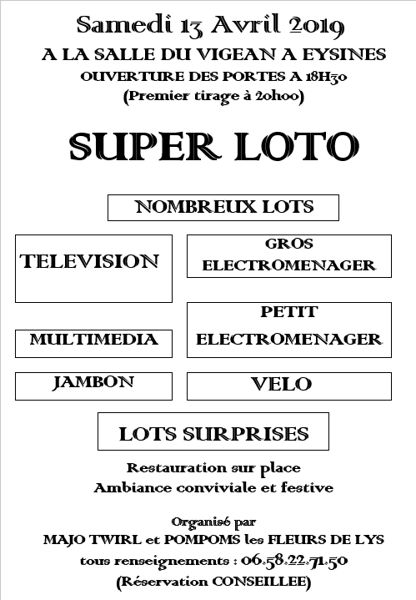 SUPER LOTO MAJO TWIRL POMPOMS LES FLEURS DE LYS